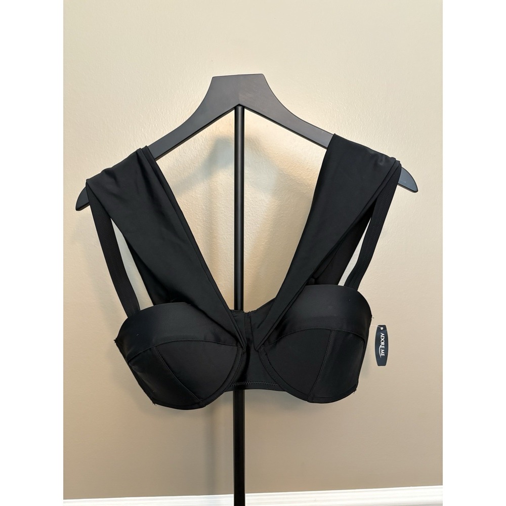 Adore Me Bikini Top Size 0X Black Swim Padded Lingerie Strappy Beach